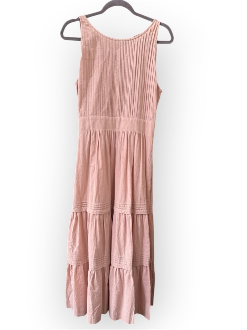 Pampelone Sleeveless Perla Midi Dress Tiered & Pintucked light pink EUC